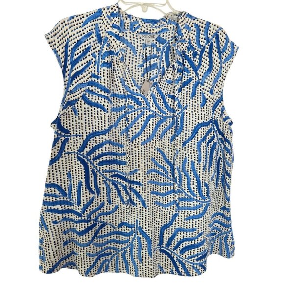 Nic + Zoe Womens Size XL Palms Dots Abstract Print Cap SleeveTop Blouse - Picture 2 of 4